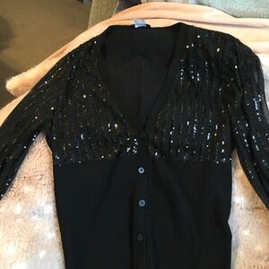 Venus Black Sequin V-Neck Cardigan
